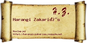 Harangi Zakariás névjegykártya
